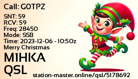 QSL Card for M1HKA QSO with G0TPZ
