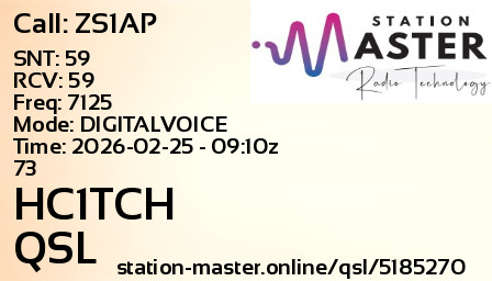 QSL Card for HC1TCH QSO with ZS1AP