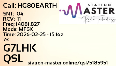 QSL Card for G7LHK QSO with HG80EARTH