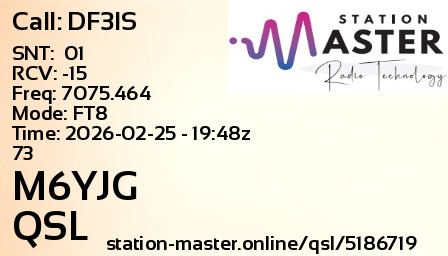 QSL Card for M6YJG QSO with DF3IS