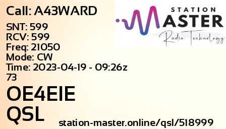 QSL Card for OE4EIE QSO with A43WARD