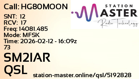 QSL Card for SM2IAR QSO with HG80MOON