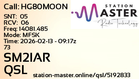 QSL Card for SM2IAR QSO with HG80MOON