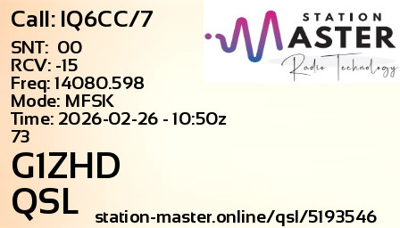 QSL Card for G1ZHD QSO with IQ6CC/7