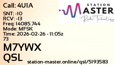 QSL Card for M7YWX QSO with 4U1A