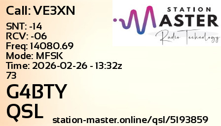 QSL Card for G4BTY QSO with VE3XN