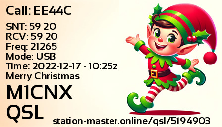 QSL Card for M1CNX QSO with EE44C
