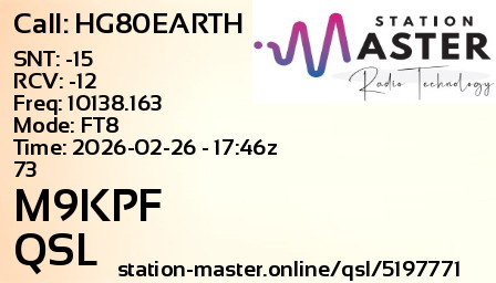 QSL Card for M9KPF QSO with HG80EARTH