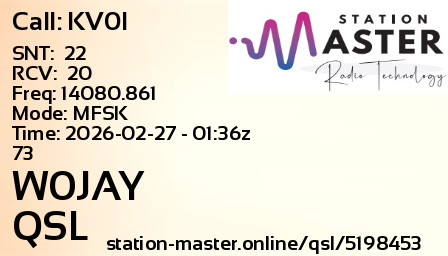 QSL Card for W0JAY QSO with KV0I