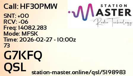 QSL Card for G7KFQ QSO with HF30PMW