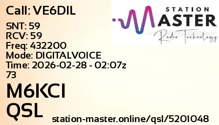 QSL Card for M6KCI QSO with VE6DIL