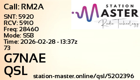 QSL Card for G7NAE QSO with RM2A