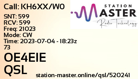 QSL Card for OE4EIE QSO with KH6XX/W0