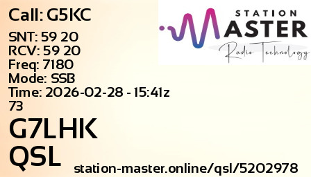 QSL Card for G7LHK QSO with G5KC