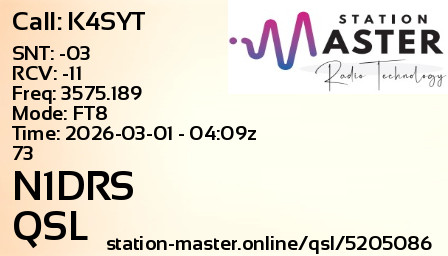 QSL Card for N1DRS QSO with K4SYT