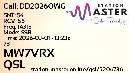 QSL Card for MW7VRX QSO with DD2026OWG