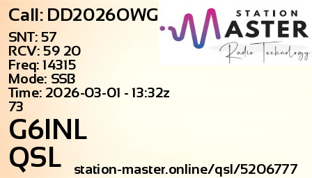 QSL Card for G6INL QSO with DD2026OWG