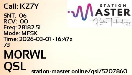 QSL Card for M0RWL QSO with KZ7Y