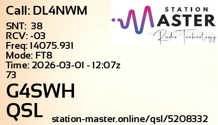 QSL Card for G4SWH QSO with DL4NWM