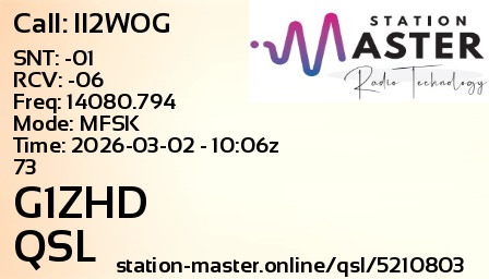 QSL Card for G1ZHD QSO with II2WOG