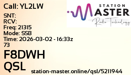 QSL Card for F8DWH QSO with YL2LW