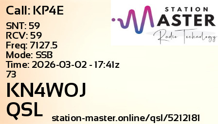 QSL Card for KN4WOJ QSO with KP4E