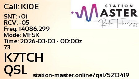 QSL Card for K7TCH QSO with KI0E