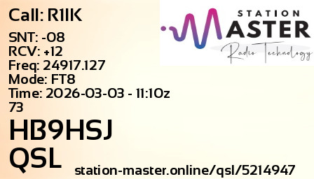 QSL Card for HB9HSJ QSO with R1IK