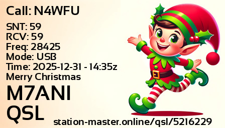 QSL Card for M7ANI QSO with N4WFU