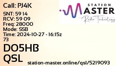 QSL Card for DO5HB QSO with PJ4K