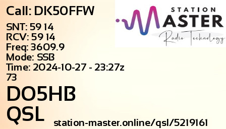 QSL Card for DO5HB QSO with DK50FFW