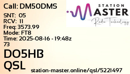 QSL Card for DO5HB QSO with DM50DMS