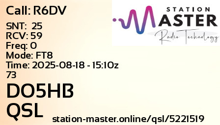 QSL Card for DO5HB QSO with R6DV