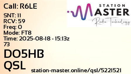 QSL Card for DO5HB QSO with R6LE