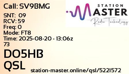 QSL Card for DO5HB QSO with SV9BMG