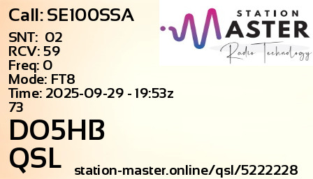 QSL Card for DO5HB QSO with SE100SSA