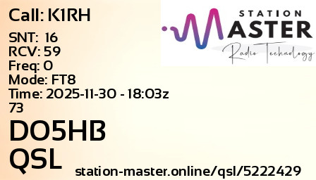 QSL Card for DO5HB QSO with K1RH