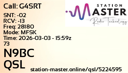 QSL Card for N9BC QSO with G4SRT