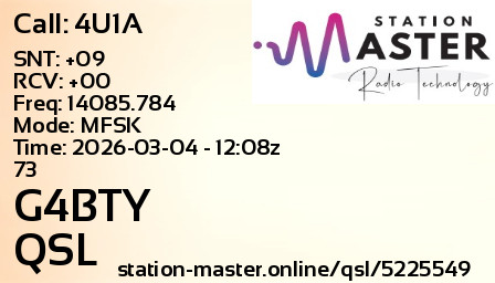 QSL Card for G4BTY QSO with 4U1A