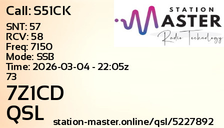 QSL Card for 7Z1CD QSO with S51CK