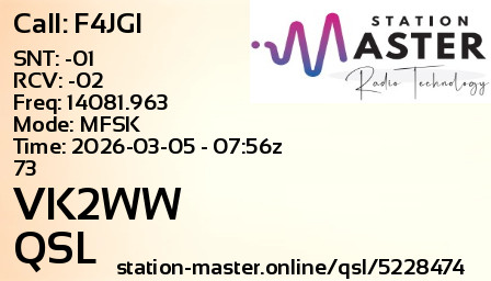 QSL Card for VK2WW QSO with F4JGI