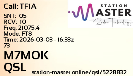 QSL Card for M7MOK QSO with TF1A