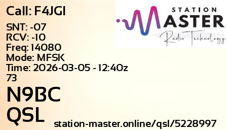 QSL Card for N9BC QSO with F4JGI
