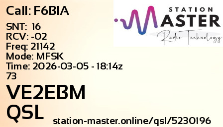 QSL Card for VE2EBM QSO with F6BIA