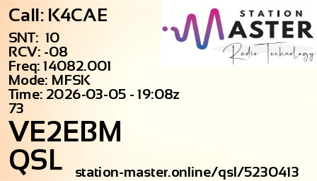 QSL Card for VE2EBM QSO with K4CAE