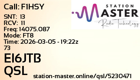 QSL Card for EI6JTB QSO with F1HSY
