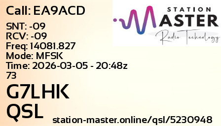 QSL Card for G7LHK QSO with EA9ACD