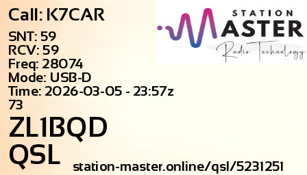 QSL Card for ZL1BQD QSO with K7CAR