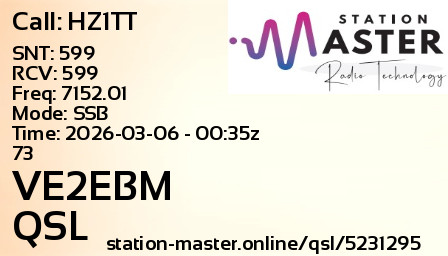 QSL Card for VE2EBM QSO with HZ1TT