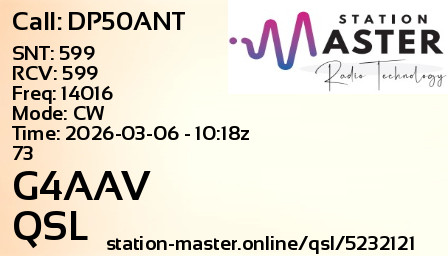QSL Card for G4AAV QSO with DP50ANT